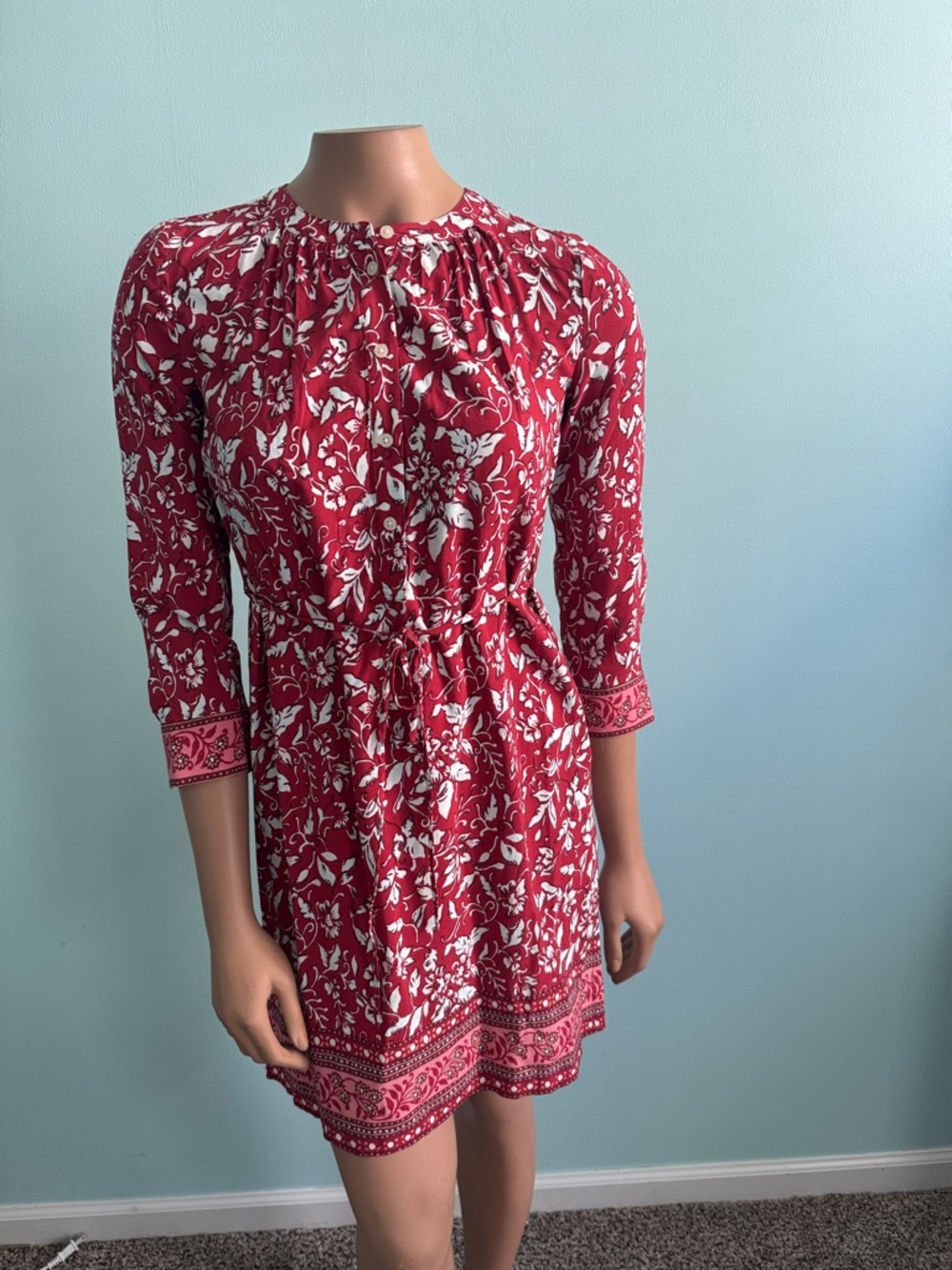 NWT! Loft Red Floral Tie-Waist Women's Dress size XXSP
